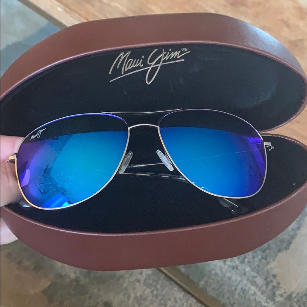 Maui Jim Blue reflection aviator sunglasses